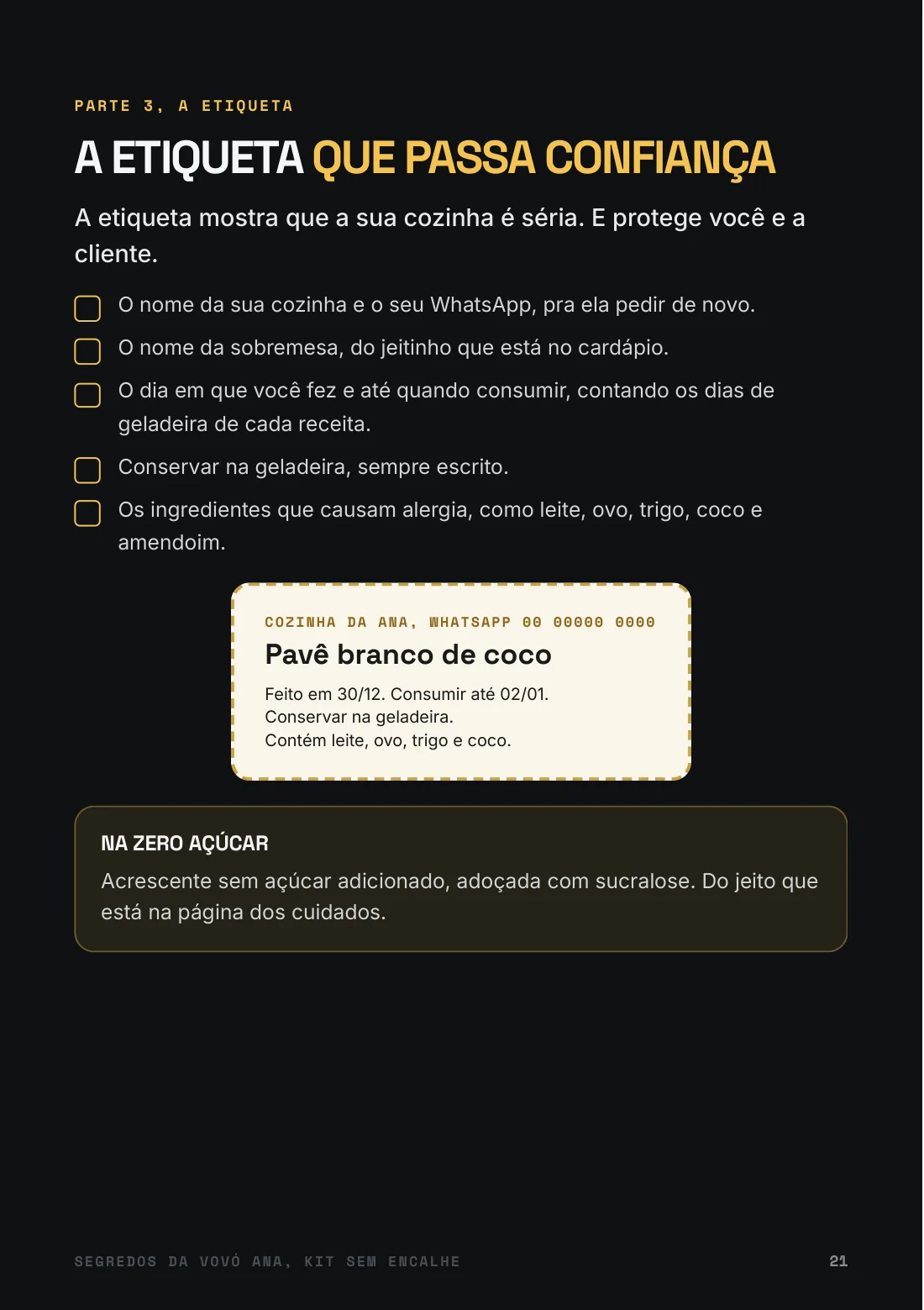 Página da etiqueta no Kit Sem Encalhe