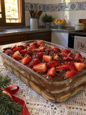 Pavê de chocolate com morango